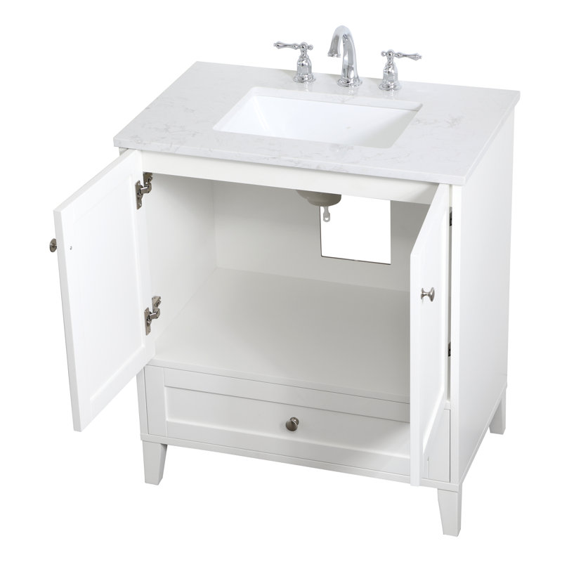 Mercury Row® Aleta 30'' Single Bathroom Vanity with Engineered Marble